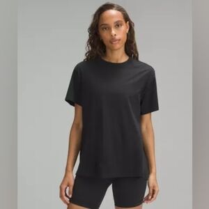 Lululenon Basic Black Cotton Tee, Relaxed Fit